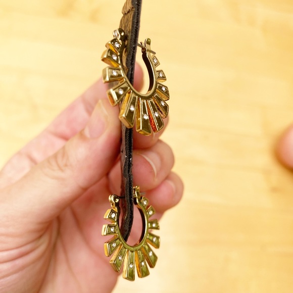 LUV AJ Gold Plated Swarovski Crystal Hoops - Picture 7 of 8